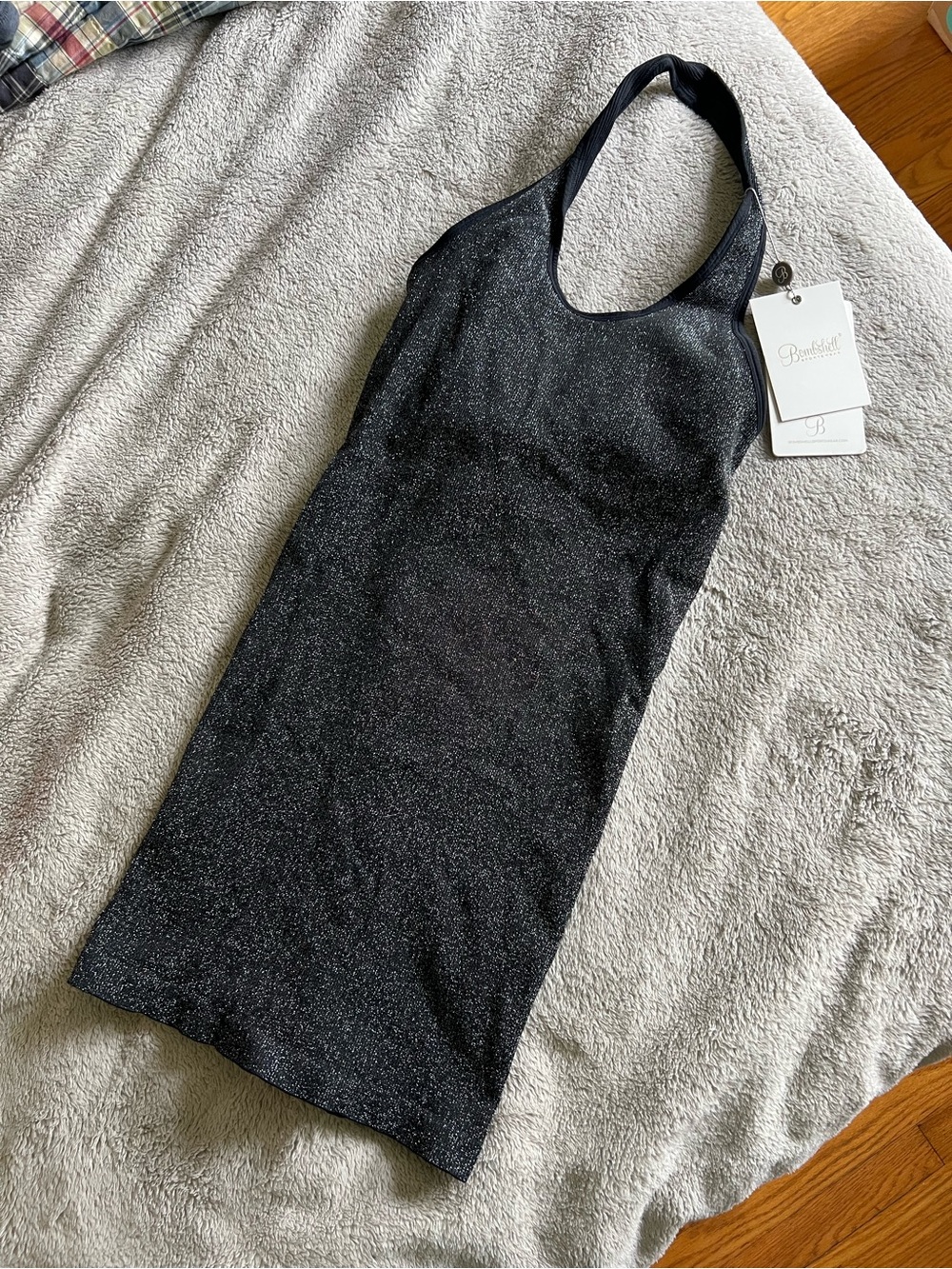 NEW! Bombshell Sportswear Shimmer Seamless Black Star Dress Medium - Picture 2 of 4